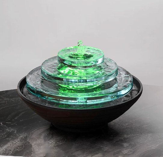 桌面流水摆件循环水现代简约小喷泉水景送礼茶室乔迁装饰客厅玄关1