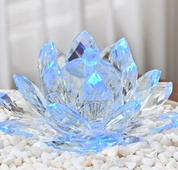 流水摆件现代简约循环水桌面客厅装饰乔迁水景小喷泉莲花水晶送礼4