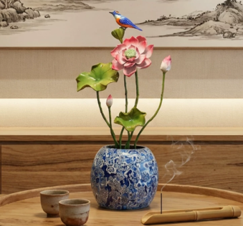 黄铜创意荷花摆件2