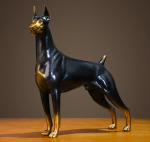 黄铜杜宾犬摆件1