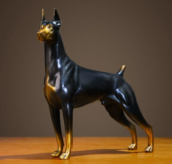 黄铜杜宾犬摆件2