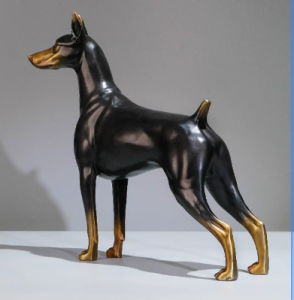 黄铜杜宾犬摆件3